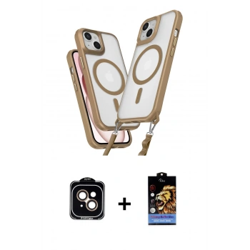 MARSİLYAN™- iPhone 15 Kılıf Atlas Doku Koleksiyonu - Siyah Buffer Hayalet Cam Ekran Koruyucu + PVD Metal Kamera Lens - TU