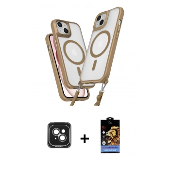 MARSİLYAN™- iPhone 15 Kılıf Atlas Doku Koleksiyonu - Siyah Buffer Hayalet Cam Ekran Koruyucu + PVD Metal Kamera Lens - YL