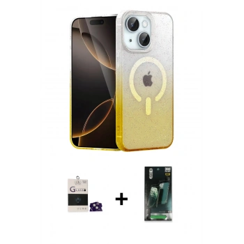 MARSİLYAN™- iPhone 15 Kılıf Eksen Minimal Özel Seri - Siyah 360 Mat Full Body Arka Koruyucu + Bilvis Titan Kamera Lens - YL