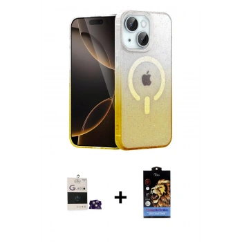 MARSİLYAN™- iPhone 15 Kılıf Eksen Minimal Özel Seri - Siyah Buffer Hayalet Cam Ekran Koruyucu + Bilvis Titan Kamera Lens - PE