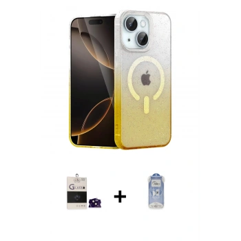 MARSİLYAN™- iPhone 15 Kılıf Eksen Minimal Özel Seri - Siyah Joko Magic 5D Cam + Bilvis Titan Kamera Lens - SH