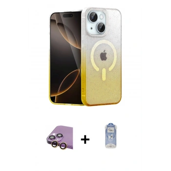 MARSİLYAN™- iPhone 15 Kılıf Eksen Minimal Özel Seri - Siyah Joko Magic 5D Cam + Raze Metal Kamera Lens - SI