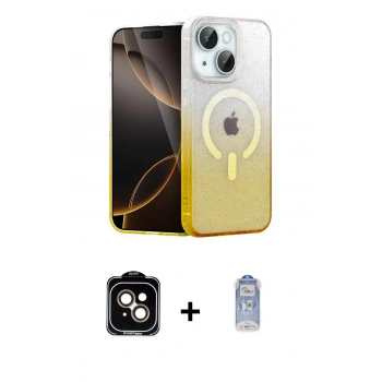 MARSİLYAN™- iPhone 15 Kılıf Eksen Minimal Özel Seri - Siyah Joko Magic 5D Cam + PVD Metal Kamera Lens - TU