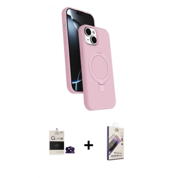 MARSİLYAN™- iPhone 15 Kılıf İz Işık Koleksiyonu - Siyah Bilvis 3D Mat Cam Ekran Koruyucu + Bilvis Titan Kamera Lens - SH