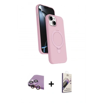 MARSİLYAN™- iPhone 15 Kılıf İz Işık Koleksiyonu - Siyah Bilvis 3D Mat Cam Ekran Koruyucu + Raze Metal Kamera Lens - PE