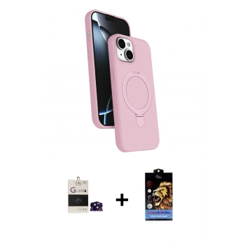 MARSİLYAN™- iPhone 15 Kılıf İz Işık Koleksiyonu - Siyah Buffer Hayalet Cam Ekran Koruyucu + Bilvis Titan Kamera Lens - SH