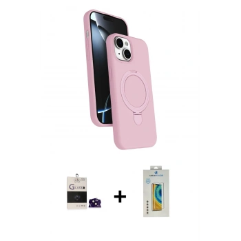 MARSİLYAN™- iPhone 15 Kılıf İz Işık Koleksiyonu - Siyah Polymer Nano Ekran Koruyucu + Bilvis Titan Kamera Lens - SH