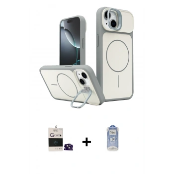 MARSİLYAN™- iPhone 15 Kılıf İz Modern Prime - Siyah Joko Magic 5D Cam + Bilvis Titan Kamera Lens - PE