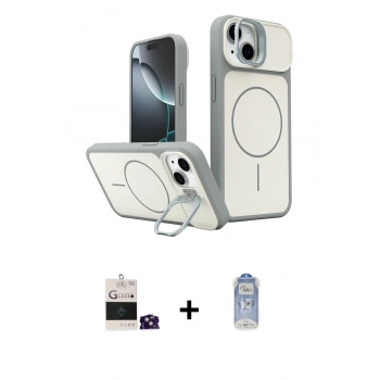 MARSİLYAN™- iPhone 15 Kılıf İz Modern Prime - Siyah Joko Magic 5D Cam + Bilvis Titan Kamera Lens - YL