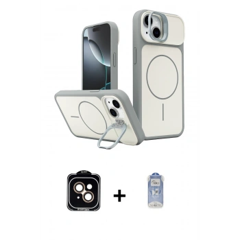 MARSİLYAN™- iPhone 15 Kılıf İz Modern Prime - Siyah Joko Magic 5D Cam + PVD Metal Kamera Lens - TU