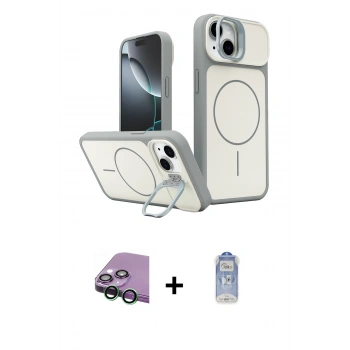 MARSİLYAN™- iPhone 15 Kılıf İz Modern Prime - Siyah Joko Magic 5D Cam + Raze Metal Kamera Lens - YL