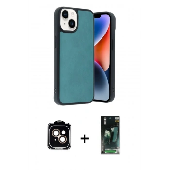 MARSİLYAN™- iPhone 15 Kılıf Kıvılcım Işık Serisi - Siyah 360 Mat Full Body Arka Koruyucu + PVD Metal Kamera Lens - TU