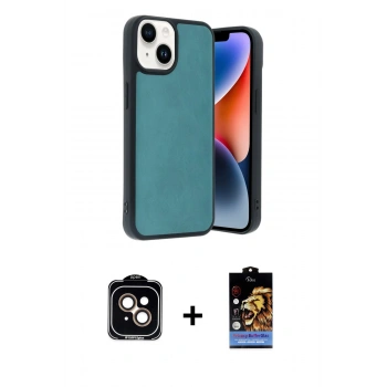 MARSİLYAN™- iPhone 15 Kılıf Kıvılcım Işık Serisi - Siyah Buffer Hayalet Cam Ekran Koruyucu + PVD Metal Kamera Lens - TU