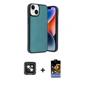 MARSİLYAN™- iPhone 15 Kılıf Kıvılcım Işık Serisi - Siyah Buffer Hayalet Cam Ekran Koruyucu + PVD Metal Kamera Lens - YL