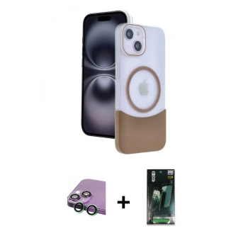 MARSİLYAN™- iPhone 15 Kılıf Kozmos Form Özel Seri - Şeffaf 360 Full Body Arka Koruyucu + Raze Metal Kamera Lens - YL