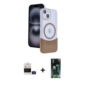 MARSİLYAN™- iPhone 15 Kılıf Kozmos Form Özel Seri - Siyah 360 Mat Full Body Arka Koruyucu + Bilvis Titan Kamera Lens - PE