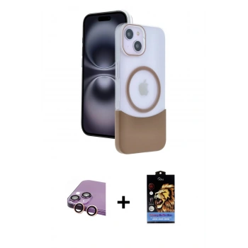 MARSİLYAN™- iPhone 15 Kılıf Kozmos Form Özel Seri - Siyah Buffer Hayalet Cam Ekran Koruyucu + Raze Metal Kamera Lens - PE