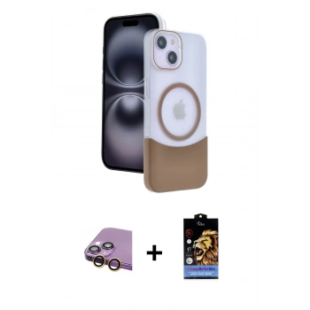 MARSİLYAN™- iPhone 15 Kılıf Kozmos Form Özel Seri - Siyah Buffer Hayalet Cam Ekran Koruyucu + Raze Metal Kamera Lens - SI