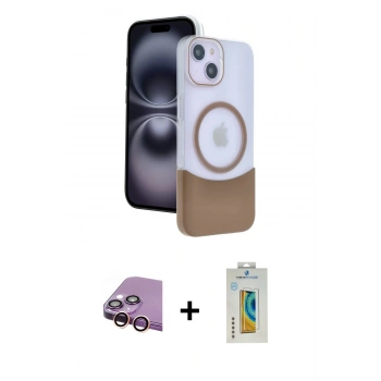 MARSİLYAN™- iPhone 15 Kılıf Kozmos Form Özel Seri - Siyah Polymer Nano Ekran Koruyucu + Raze Metal Kamera Lens - PE