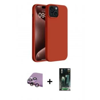MARSİLYAN™- iPhone 15 Kılıf Kozmos Yansıma Özel Seri - Siyah 360 Mat Full Body Arka Koruyucu + Raze Metal Kamera Lens - PE