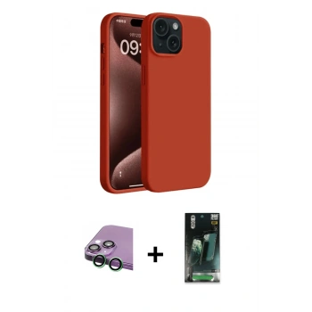 MARSİLYAN™- iPhone 15 Kılıf Kozmos Yansıma Özel Seri - Siyah 360 Mat Full Body Arka Koruyucu + Raze Metal Kamera Lens - YL