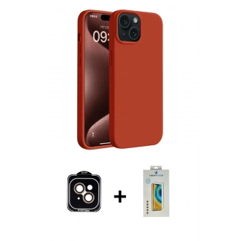 MARSİLYAN™- iPhone 15 Kılıf Kozmos Yansıma Özel Seri - Siyah Polymer Nano Ekran Koruyucu + PVD Metal Kamera Lens - TU