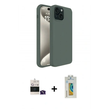 MARSİLYAN™- iPhone 15 Kılıf Kozmos Yansıma Özel Seri - Siyah Polymer Nano Ekran Koruyucu + Bilvis Titan Kamera Lens - YL