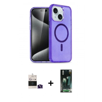 MARSİLYAN™- iPhone 15 Kılıf Nova Asil Prime - Şeffaf 360 Full Body Arka Koruyucu + Bilvis Titan Kamera Lens - YL