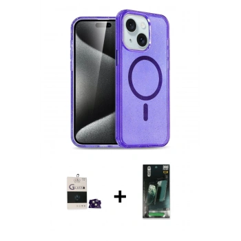MARSİLYAN™- iPhone 15 Kılıf Nova Asil Prime - Siyah 360 Mat Full Body Arka Koruyucu + Bilvis Titan Kamera Lens - PE