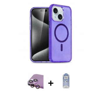 MARSİLYAN™- iPhone 15 Kılıf Nova Asil Prime - Siyah Joko Magic 5D Cam + Raze Metal Kamera Lens - PE