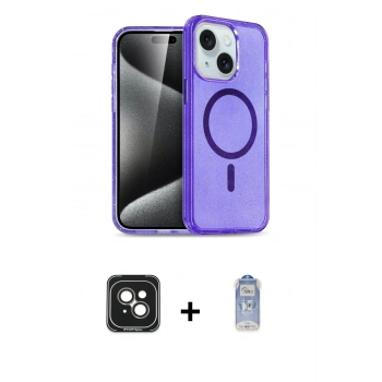 MARSİLYAN™- iPhone 15 Kılıf Nova Asil Prime - Siyah Joko Magic 5D Cam + PVD Metal Kamera Lens - YL