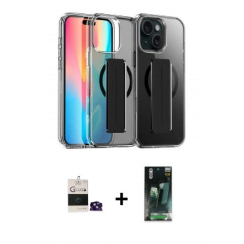 MARSİLYAN™- iPhone 15 Kılıf Nova Işık Koleksiyonu - Şeffaf 360 Full Body Arka Koruyucu + Bilvis Titan Kamera Lens - PE