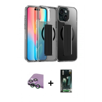 MARSİLYAN™- iPhone 15 Kılıf Nova Işık Koleksiyonu - Şeffaf 360 Full Body Arka Koruyucu + Raze Metal Kamera Lens - YL