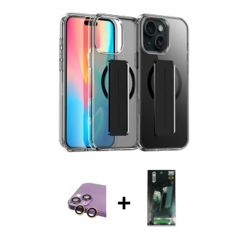 MARSİLYAN™- iPhone 15 Kılıf Nova Işık Koleksiyonu - Siyah 360 Mat Full Body Arka Koruyucu + Raze Metal Kamera Lens - SI