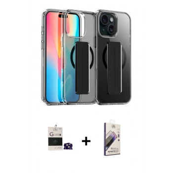 MARSİLYAN™- iPhone 15 Kılıf Nova Işık Koleksiyonu - Siyah Bilvis 3D Mat Cam Ekran Koruyucu + Bilvis Titan Kamera Lens - PE