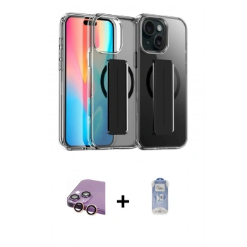 MARSİLYAN™- iPhone 15 Kılıf Nova Işık Koleksiyonu - Siyah Joko Magic 5D Cam + Raze Metal Kamera Lens - PE
