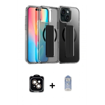MARSİLYAN™- iPhone 15 Kılıf Nova Işık Koleksiyonu - Siyah Joko Magic 5D Cam + PVD Metal Kamera Lens - TU