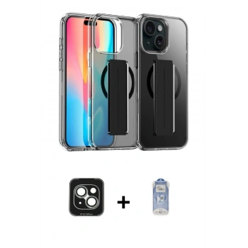 MARSİLYAN™- iPhone 15 Kılıf Nova Işık Koleksiyonu - Siyah Joko Magic 5D Cam + PVD Metal Kamera Lens - YL