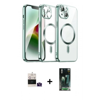 MARSİLYAN™- iPhone 15 Kılıf Nova Işık Özel Seri - Şeffaf 360 Full Body Arka Koruyucu + Bilvis Titan Kamera Lens - PE