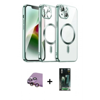 MARSİLYAN™- iPhone 15 Kılıf Nova Işık Özel Seri - Siyah 360 Mat Full Body Arka Koruyucu + Raze Metal Kamera Lens - PE