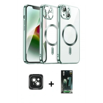MARSİLYAN™- iPhone 15 Kılıf Nova Işık Özel Seri - Siyah 360 Mat Full Body Arka Koruyucu + PVD Metal Kamera Lens - YL