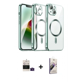 MARSİLYAN™- iPhone 15 Kılıf Nova Işık Özel Seri - Siyah Bilvis 3D Mat Cam Ekran Koruyucu + Bilvis Titan Kamera Lens - PE