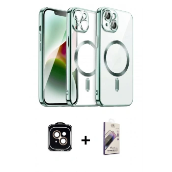 MARSİLYAN™- iPhone 15 Kılıf Nova Işık Özel Seri - Siyah Bilvis 3D Mat Cam Ekran Koruyucu + PVD Metal Kamera Lens - TU