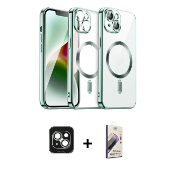 MARSİLYAN™- iPhone 15 Kılıf Nova Işık Özel Seri - Siyah Bilvis 3D Mat Cam Ekran Koruyucu + PVD Metal Kamera Lens - YL