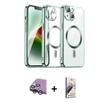 MARSİLYAN™- iPhone 15 Kılıf Nova Işık Özel Seri - Siyah Bilvis 3D Mat Cam Ekran Koruyucu + Raze Metal Kamera Lens - YL