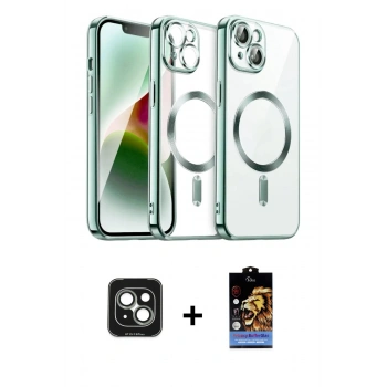 MARSİLYAN™- iPhone 15 Kılıf Nova Işık Özel Seri - Siyah Buffer Hayalet Cam Ekran Koruyucu + PVD Metal Kamera Lens - YL