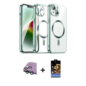 MARSİLYAN™- iPhone 15 Kılıf Nova Işık Özel Seri - Siyah Buffer Hayalet Cam Ekran Koruyucu + Raze Metal Kamera Lens - YL