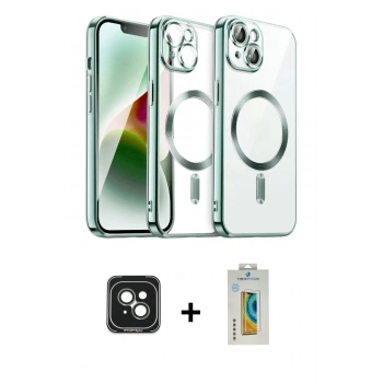 MARSİLYAN™- iPhone 15 Kılıf Nova Işık Özel Seri - Siyah Polymer Nano Ekran Koruyucu + PVD Metal Kamera Lens - YL