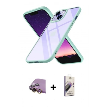 MARSİLYAN™- iPhone 15 Kılıf Nova Işık Serisi - Siyah Bilvis 3D Mat Cam Ekran Koruyucu + Raze Metal Kamera Lens - SI