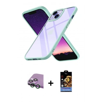 MARSİLYAN™- iPhone 15 Kılıf Nova Işık Serisi - Siyah Buffer Hayalet Cam Ekran Koruyucu + Raze Metal Kamera Lens - YL